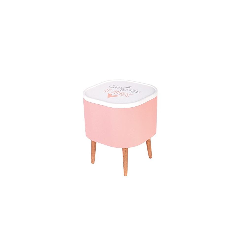 Table coffre carrée - 36 x 36 x 43 cm - Bois - Rose