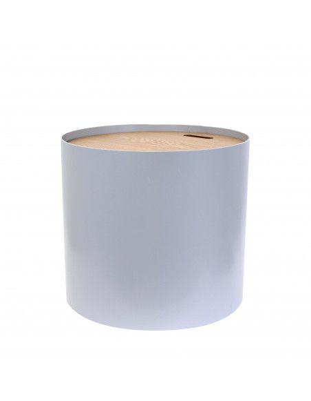 Table coffre - 48 x 43 cm - Bois - Gris