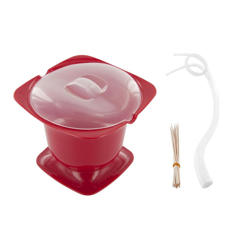 Fondue micro-ondes sucrée et salée - 15,5 x 12 cm - Plastique - Rouge