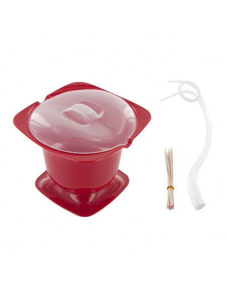 Fondue micro-ondes sucrée et salée - 15,5 x 12 cm - Plastique - Rouge