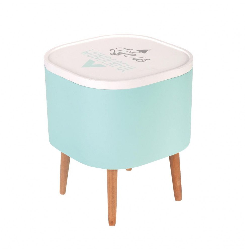 Table coffre carrée - 36 x 36 x 43 cm - Bois - Vert