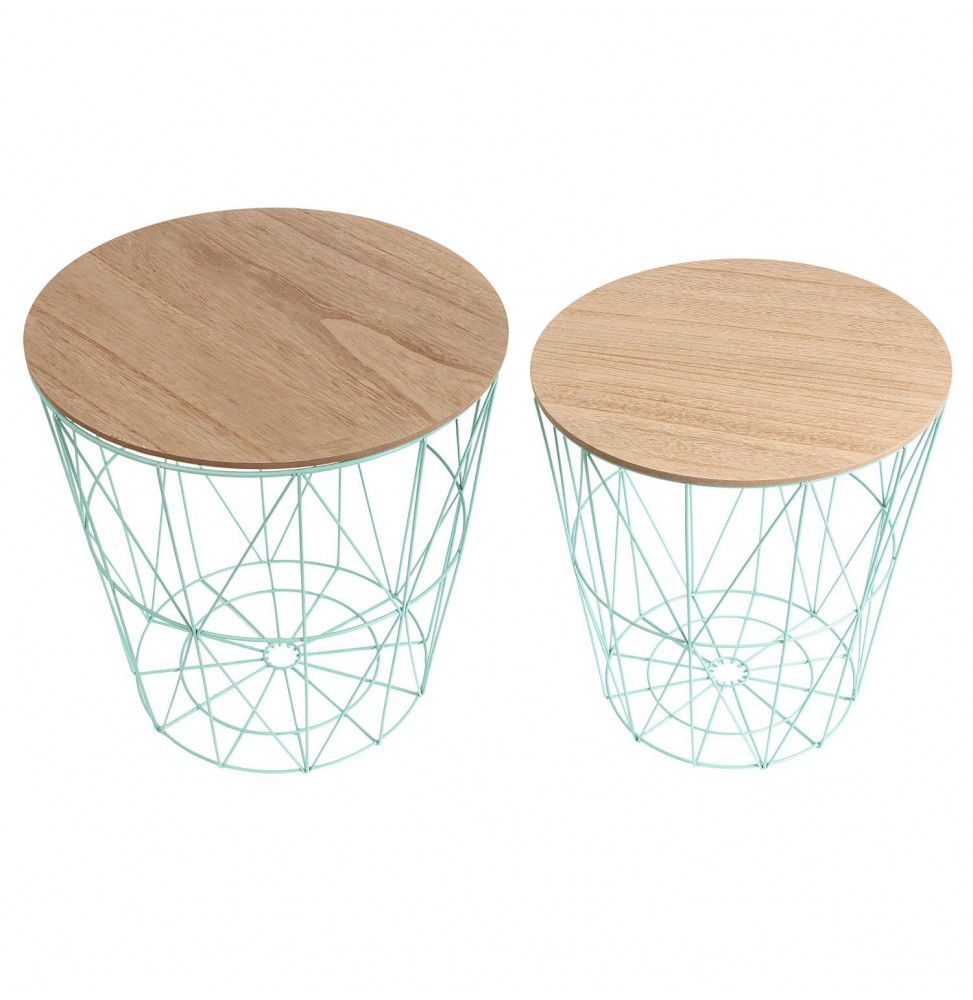 Tables filaires - Bois - Bleu