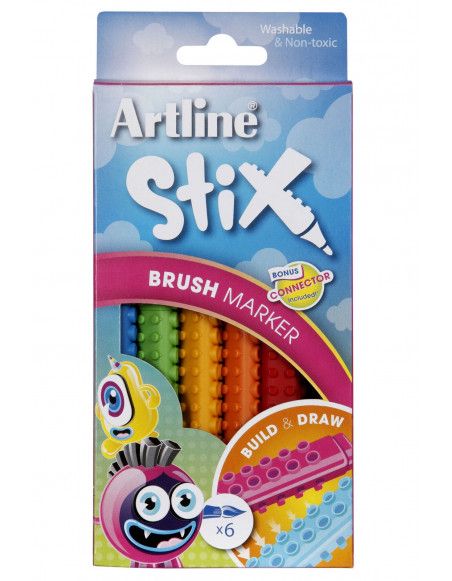 Feutres pinceaux emboîtables - Stix - Pochette de 6 feutres