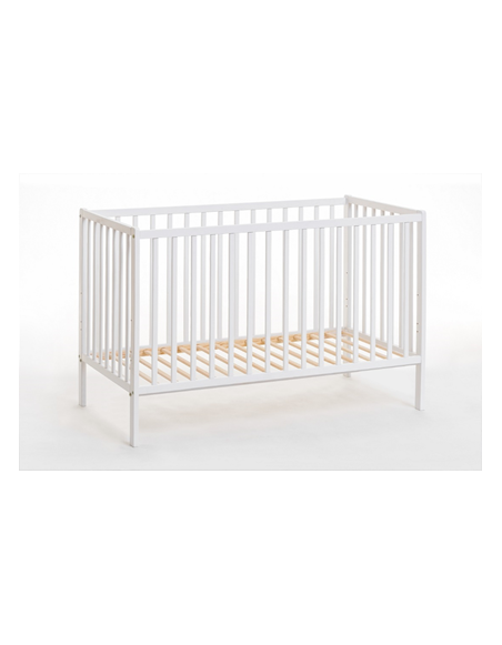 Lit bébé en bois - Berceau Cypi - L 124 cm x P 65 cm x H 85 cm - Blanc