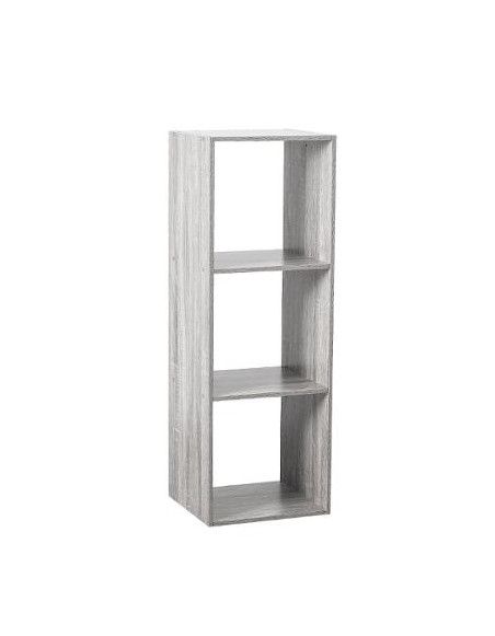 Etagère 3 cases - L 34,4 x P 32 x H 100,5 cm - Bois - Gris