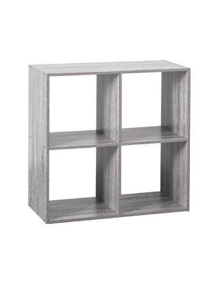 Etagère 4 cases - L 67,6 x P 32 x H 67,6 cm - Bois - Gris