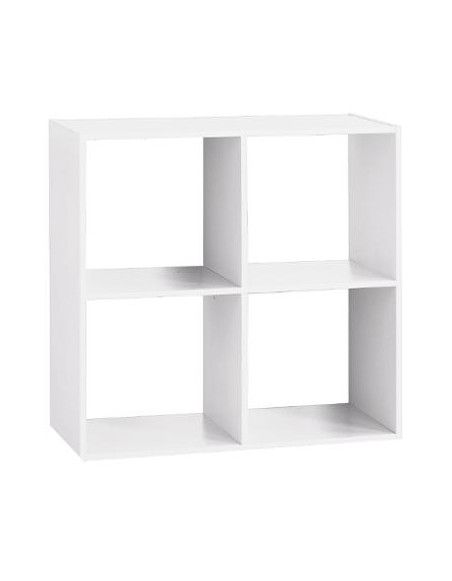 Etagère 4 cases - L 67,6 x P 32 x H 67,6 cm - Bois - Blanc