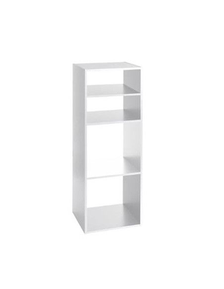 Etagère 2 grandes et 2 petites cases - L 34,4 x P 32 x H 100,5 cm - Bois - Blanc