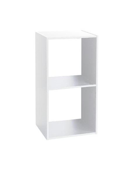 Etagère 2 cases - L 34,4 x P 32 x H  67,6 cm - Bois - Blanc