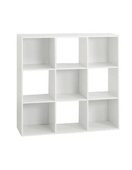 Etagère 9 cases - L 100,5 x P 32 x H 100,5 cm - Bois - Blanc