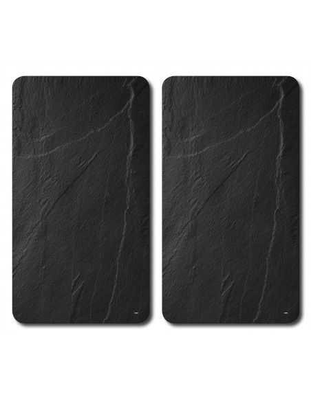 Planche à découper en verre - Couvre plaques - Lot de 2 - Effet granite