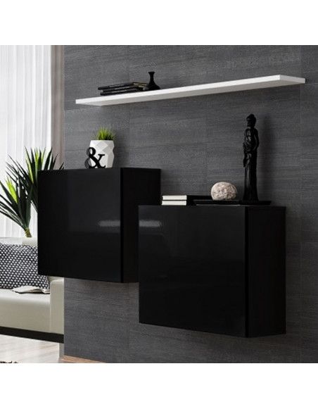 Commode murale avec étagère blanche - Switch SB I -  Noir