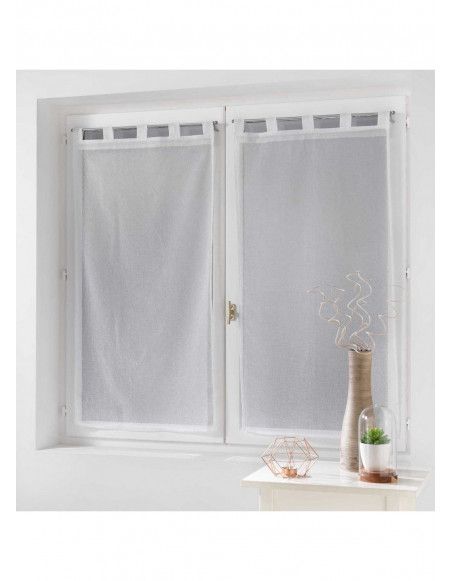 Paire droite passants sable applique dalya - 60 x 160 cm - Blanc