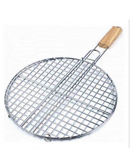 Double grille barbecue ronde - D 40 x H 66 cm - Métal chromé