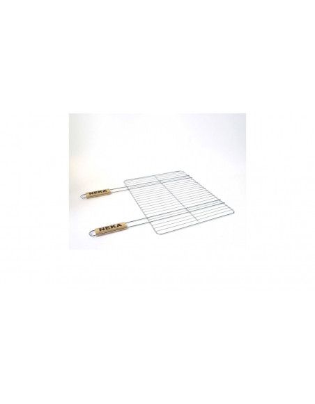 Grille double manche pour barbecue - 38 x 50 cm - Métal chromé