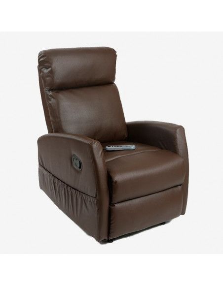 Fauteuil de relaxation massant - Cecorelax - 60 x 101 x 80 cm - Similicuir - Marron