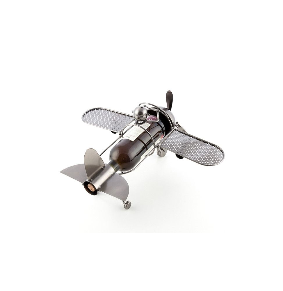 Porte-bouteilles aviateur - 44 x 36,5 x 21 cm - Métal - Gris
