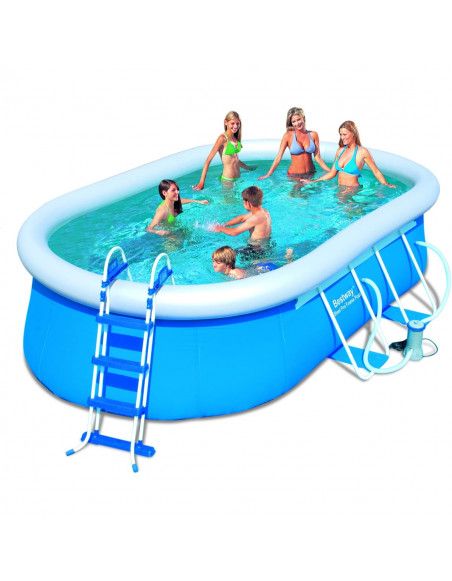 Kit piscine ovale fast set - 488 x 305 x 107 cm - Bleu