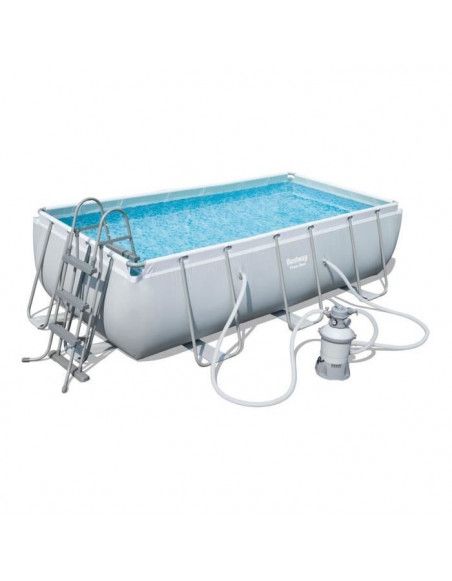 Kit piscine rectangulaire power steel frame - 404 x 201 x 100 cm - Gris