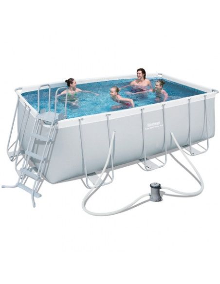 Kit piscine rectangulaire power steel frame - 412 x 201 x 122 cm - Gris