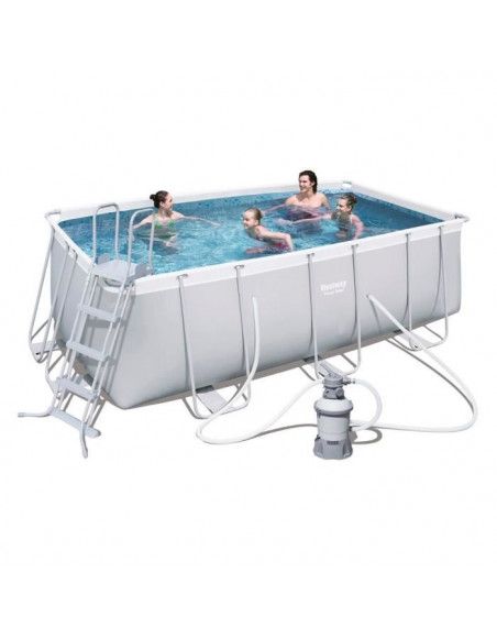 Kit piscine rectangulaire power steel frame - 412 x 201 x 122 cm - Gris