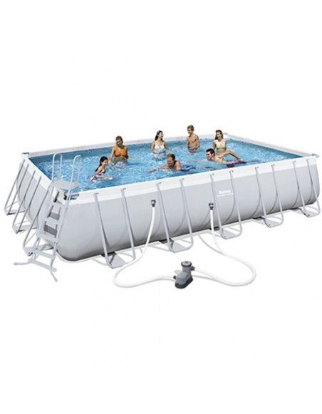 Kit piscine rectangulaire power steel frame - 671 x 366 x 132 cm - Gris