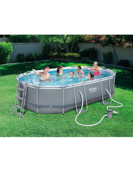 Kit piscine ovale power steel frame - 488 x 305 x 107 cm - Gris