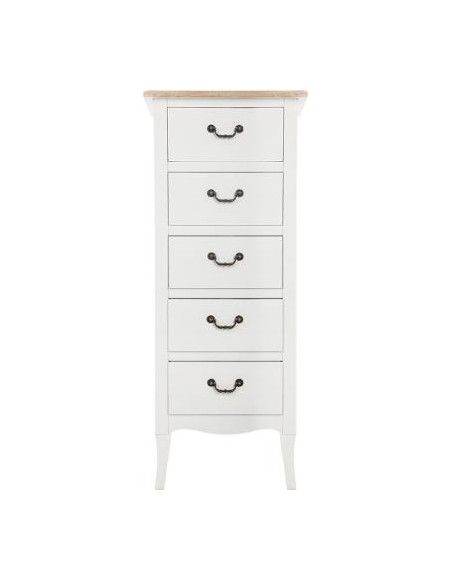 Chiffonnier 5 tiroirs en MDF - Chrysa - L 43 x l 30 x H 113 cm - Blanc