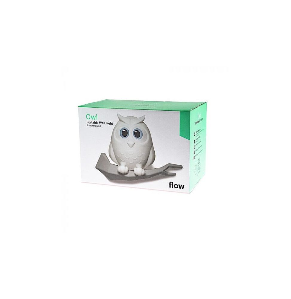 Veilleuse rechargeable en forme de hibou -  Flow - Blanc éclairage 4 couleurs