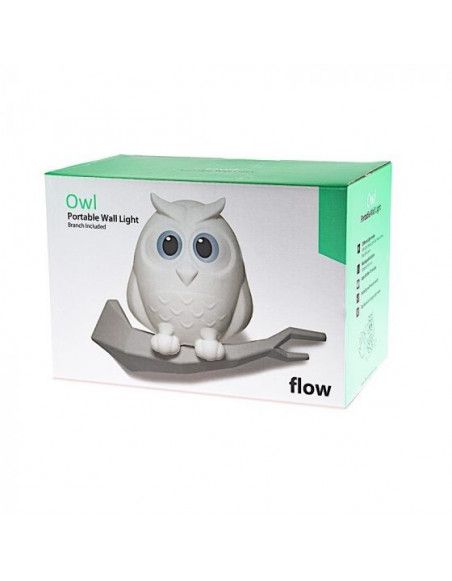 Veilleuse rechargeable en forme de hibou -  Flow - Blanc éclairage 4 couleurs