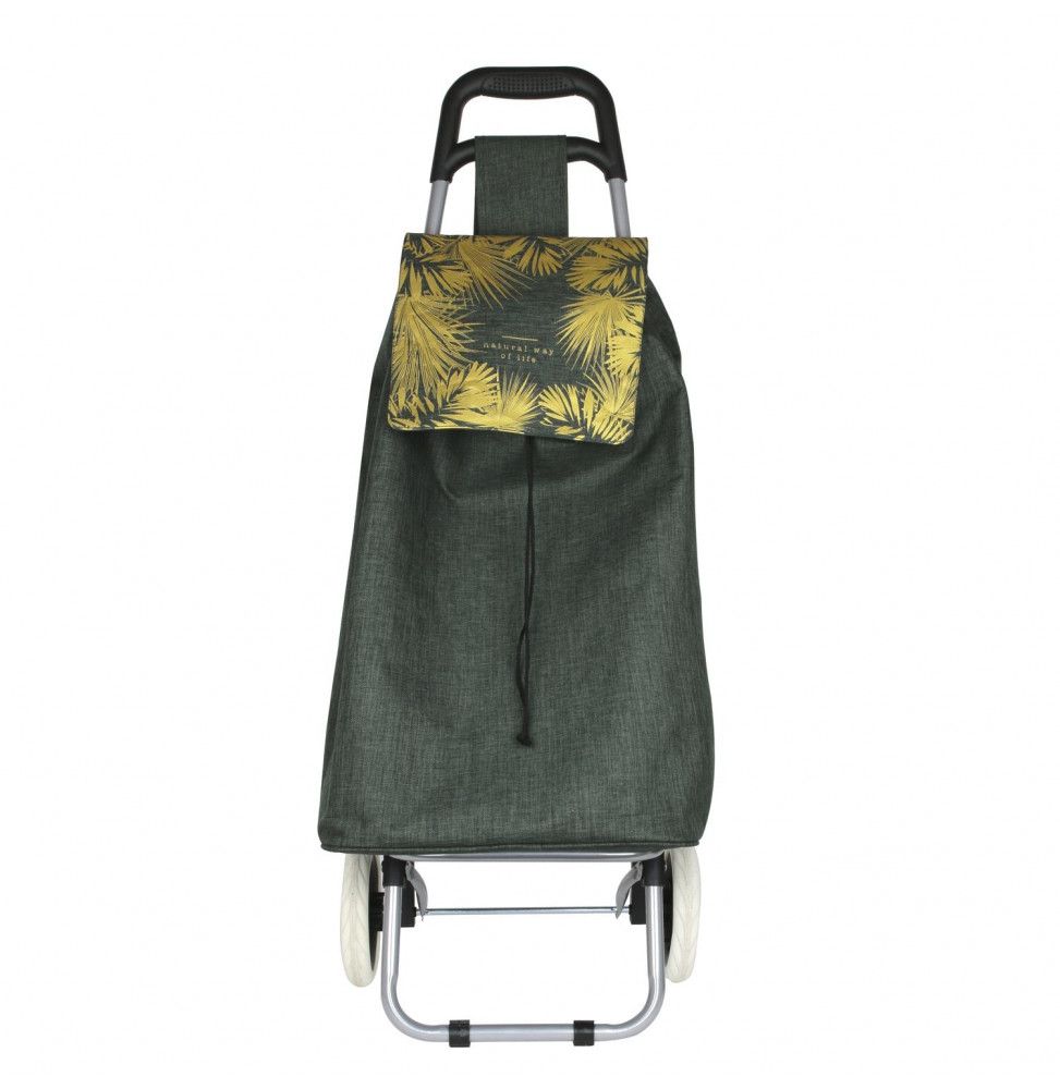 Chariot de course motif broussaille - 2 roues - L 35.5 cm  x H 95 cm - Vert