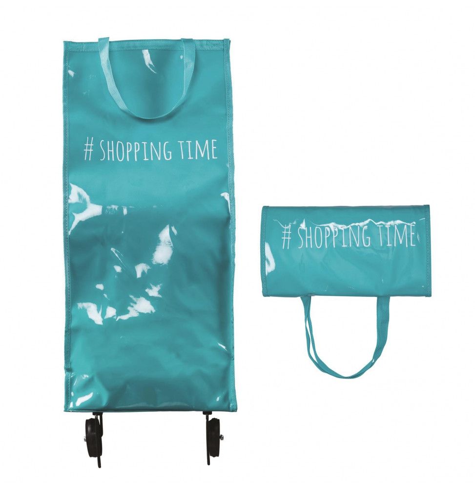 Chariot de course pliable motif hashtag - 2 roues - L 29 cm x H 90 cm - Vert