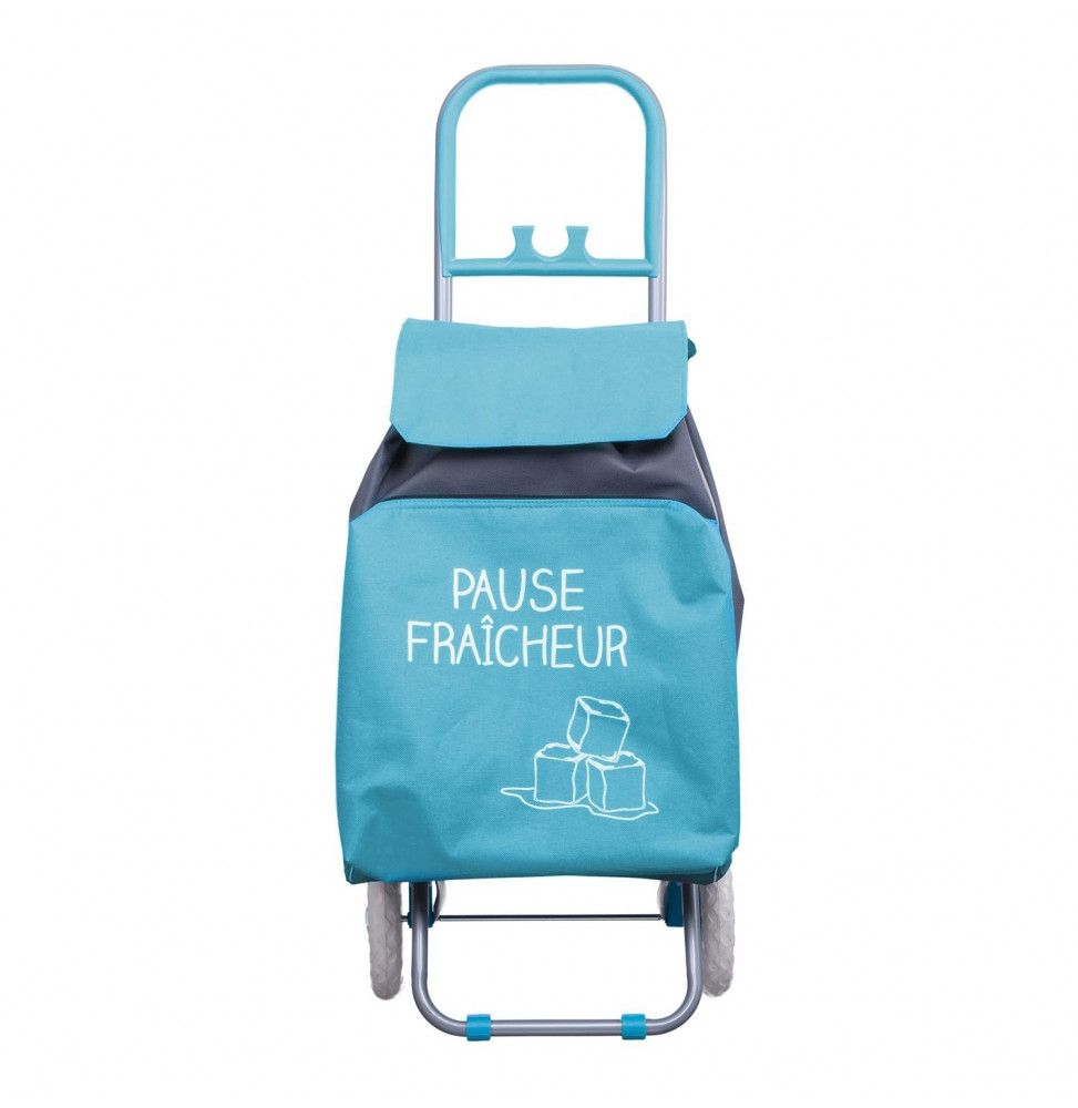 Chariot de course motif glaçon - 2 roues - L 36 cm x H 94.5 cm - Bleu