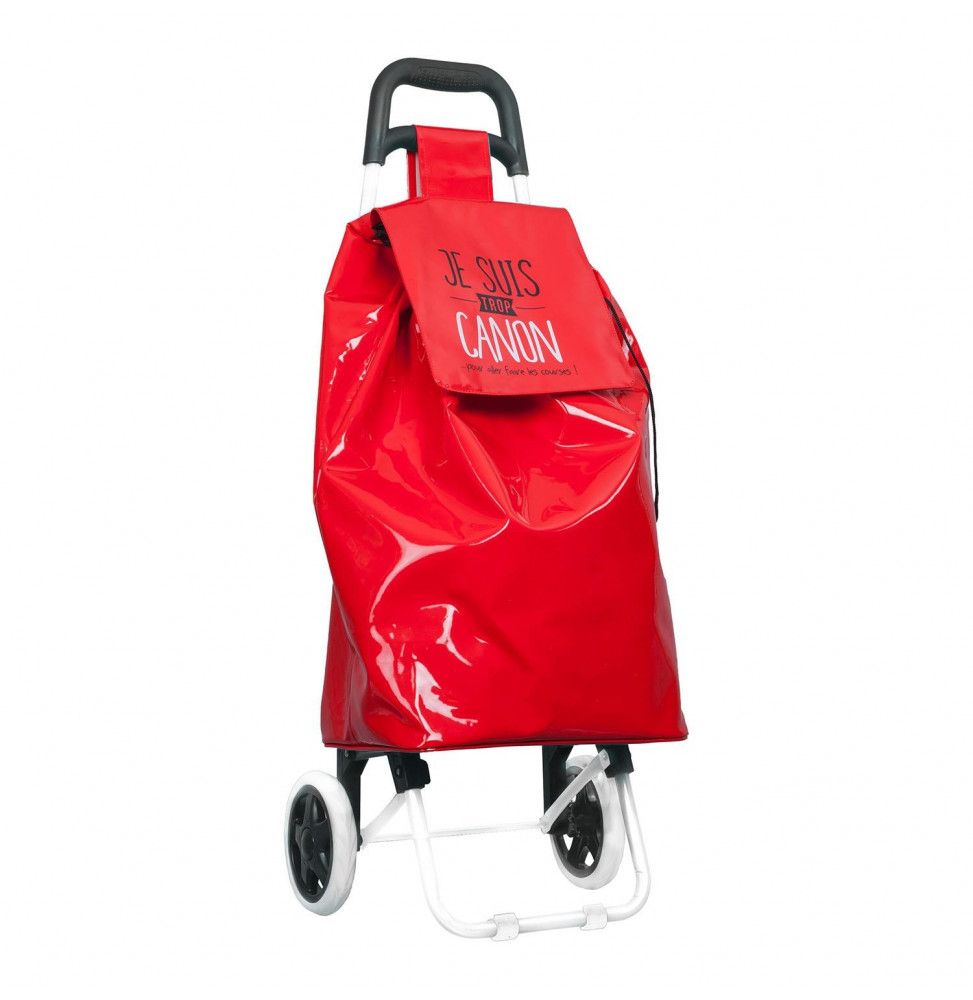 Chariot de course PVC thème je suis - 2 roues - L 34.2 cm x H 92 cm - Rouge