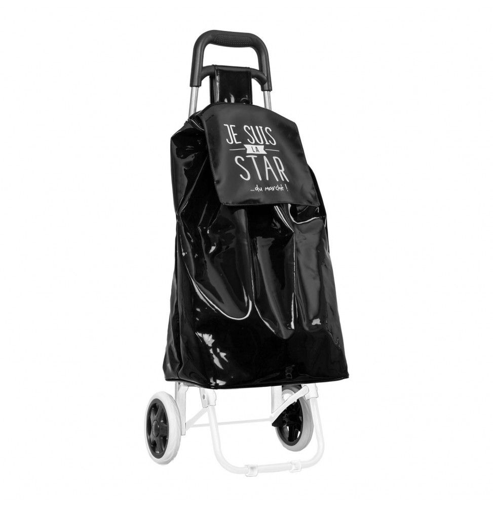 Chariot de course PVC thème je suis - 2 roues - L 34.2 cm x H 92 cm - Noir