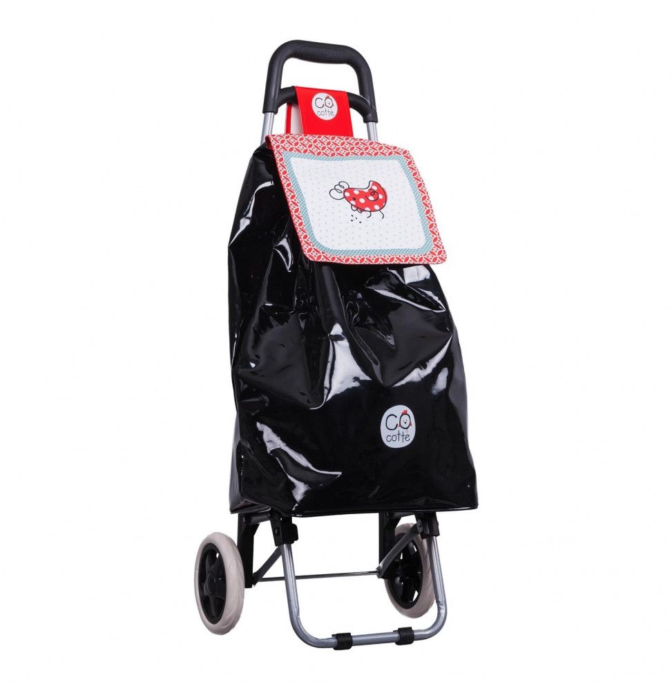 Chariot de course motif cocotte - 2 roues - L 36.3 cm x H 94.5 cm - Noir