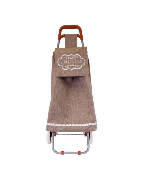 Chariot de course blason courses - 2 roues - L 35.5 cm x H 95 cm - Marron