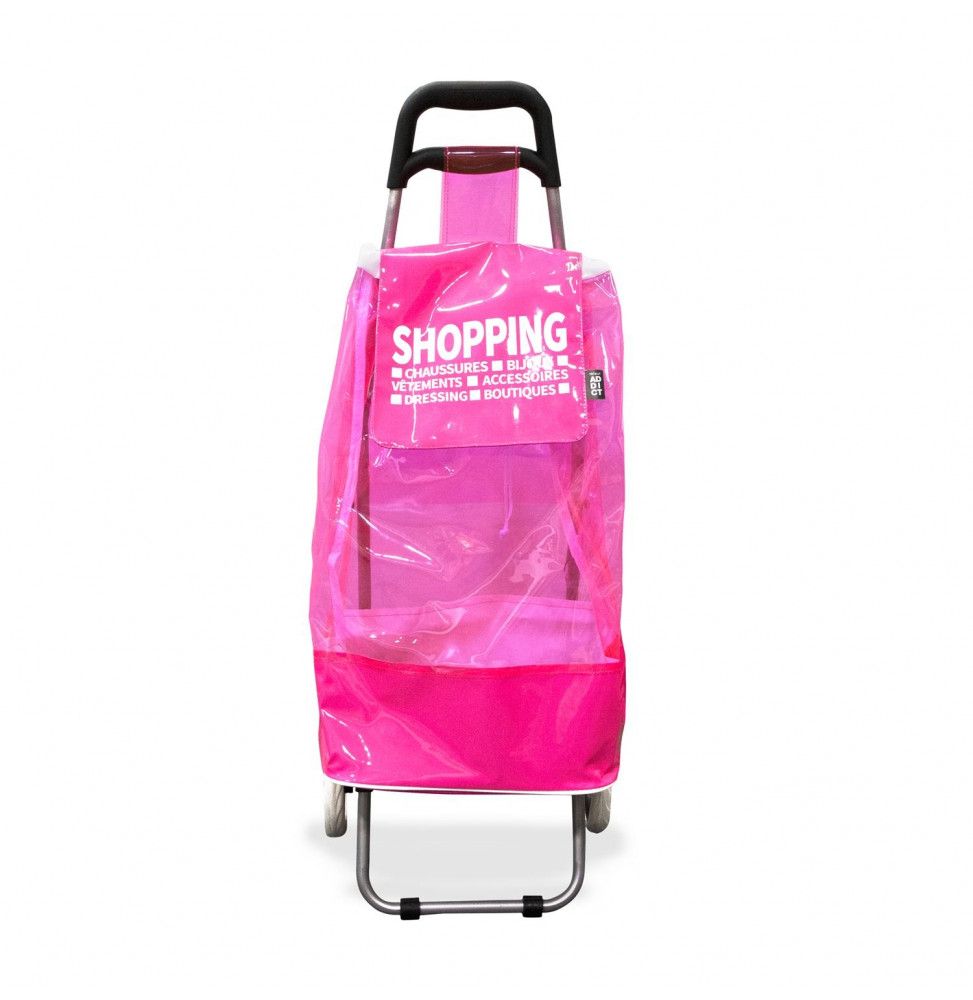 Chariot de course fluo - 2 roues - L 35.5 cm x H 94.7 cm - Rose