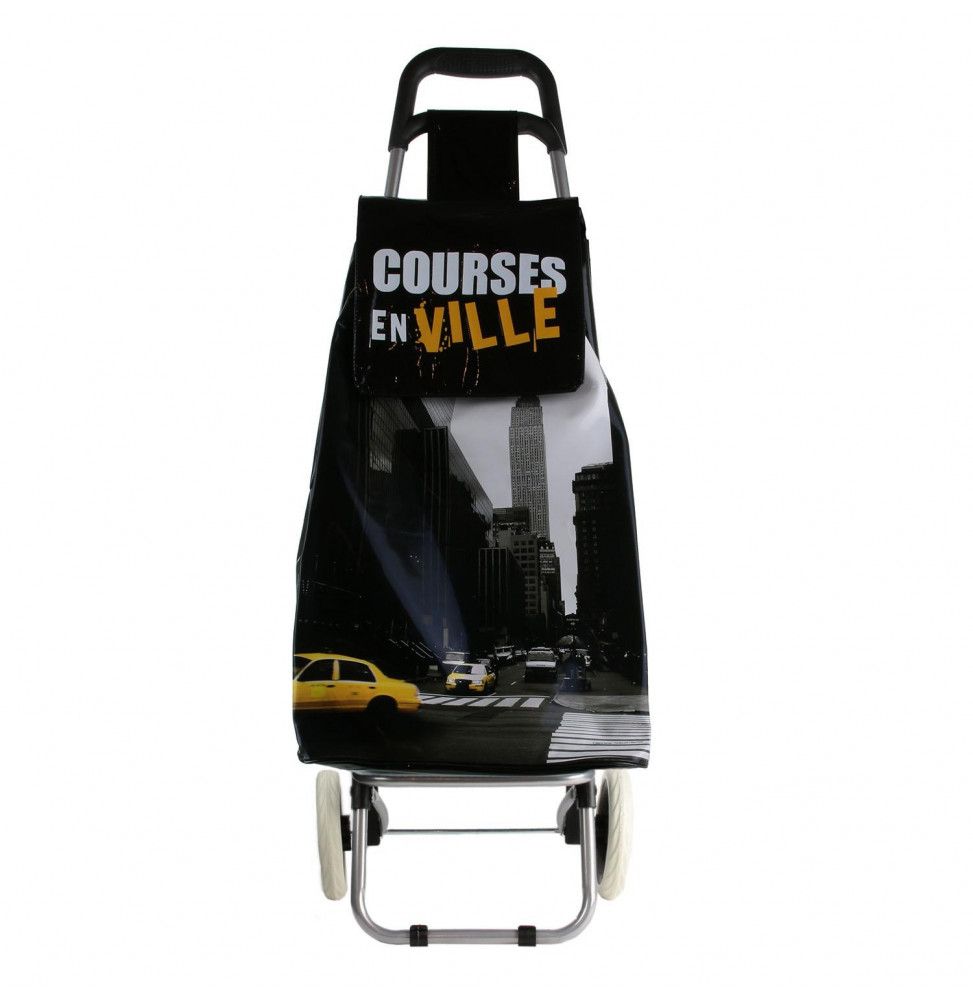 Chariot de course thème ville - 2 roues - L 35 cm x H 95 cm - Noir