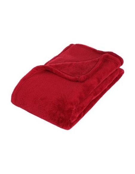 Plaid polaire microfibre - Rouge - 125 x 150 cm - Effet ultra doux