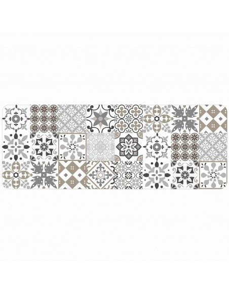 Tapis décoratif en polyester - L 45 x l 120 cm - Imprimé salou blanc