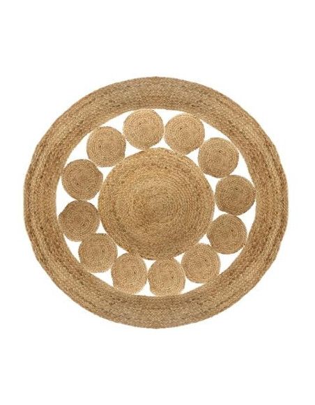 Tapis rond - D 120 cm - jute végétal - Beige