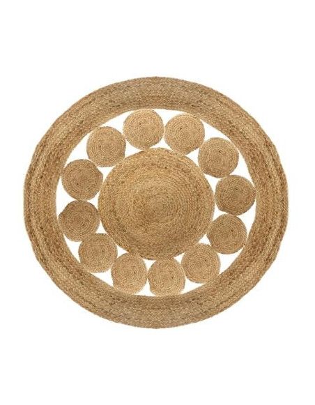 Tapis rond - D 120 cm - jute végétal - Beige