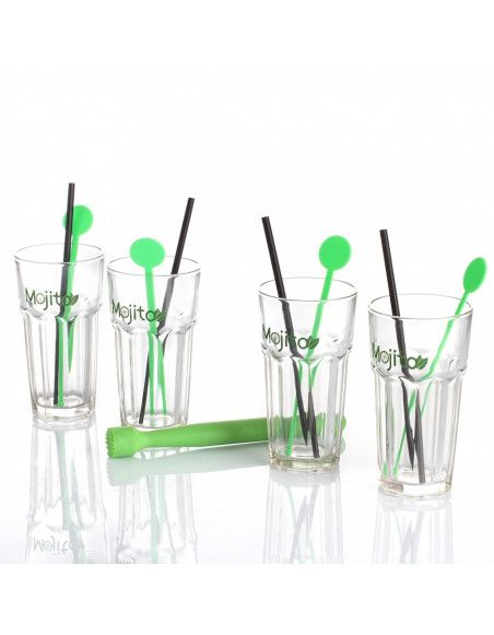 Coffret mojito 13 pièces - Set complet avec verres, pillon, pails, mélangeurs