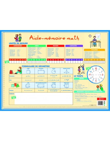 Sous-main aide-mémoire maths - L 40,5 x l 55 cm - Carton rigide