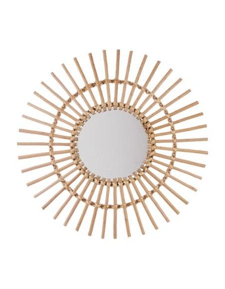 Miroir en rotin en forme de soleil - D 58 cm