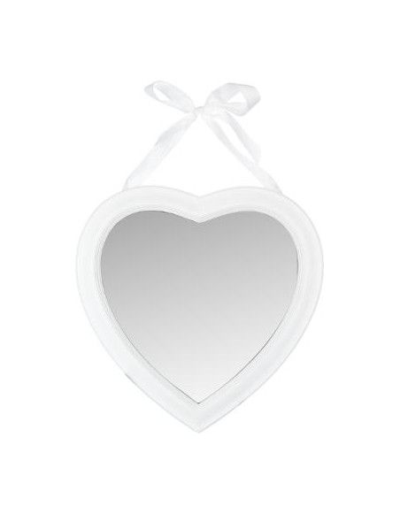Miroir en forme de coeur - 40 x 40 cm - Blanc