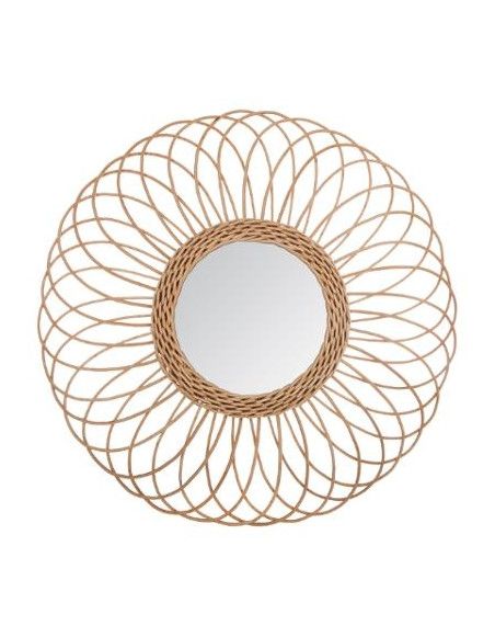 Miroir en forme de rosace - D 58 cm - Rotin