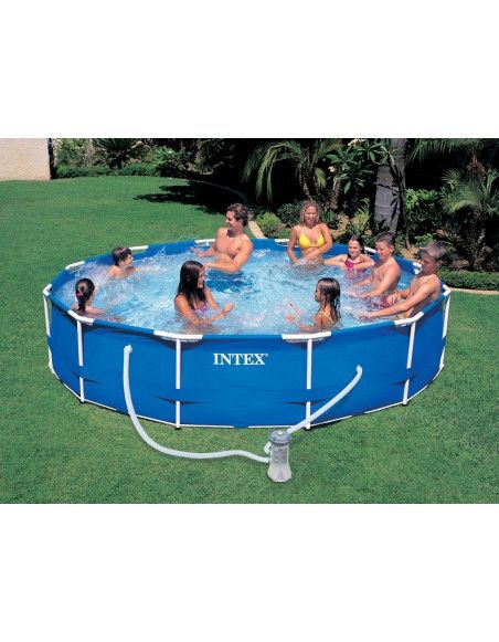 Set piscine tubulaire 3m66 x H 0.76 cm en métal ronde - Epurateur à cartouches inclus -  Intex 