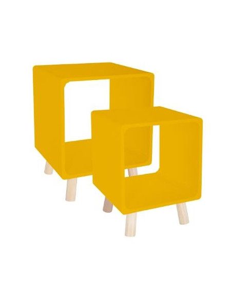 Lot de 2 tables de chevet - Break - Jaune